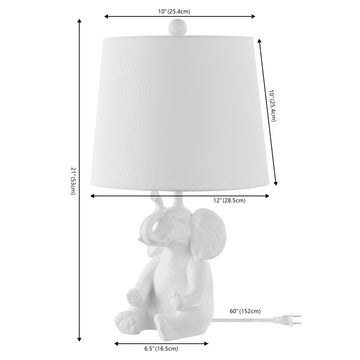 Kairi 21" Modern Shabby Chic Resin/Iron Happy Elephant LED Kids' Table Lamp with Phone Stand - JONATHAN Y